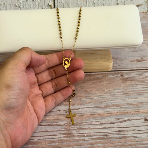 Rosary Necklace in Honor of the Blessed Virgin – Rust-Proof Gold Finish