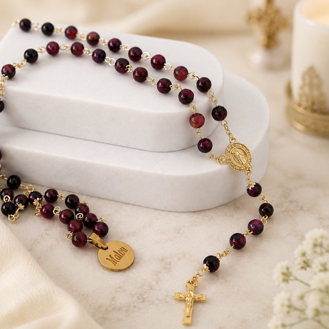 Personalized Marian Medal Catholic Rosary
