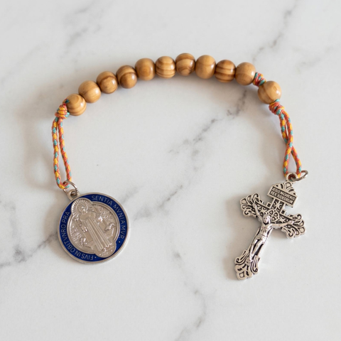 St. Benedict Handheld Cross with Medal & Beads – A Powerful Catholic Sacramental for Protection