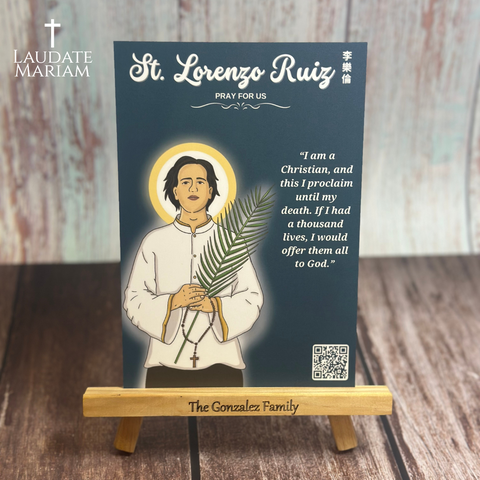 St. Lorenzo Ruiz Personalized Prayer Card with Scannable QR Code