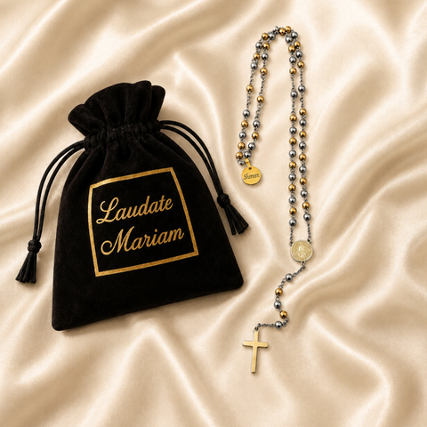 Personalized St. Benedict Stainless Steel Rosary – Gold & Two-Tone Custom Catholic Prayer Beads