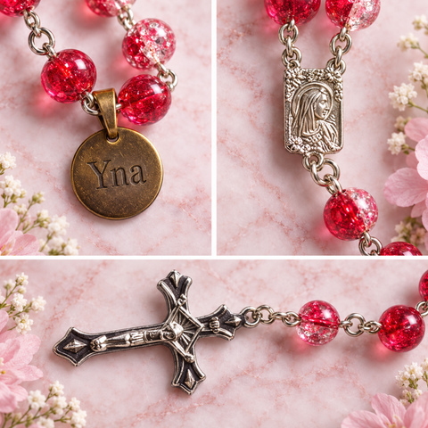 Our Lady of Lourdes with Saint Bernadette Personalized Rosary
