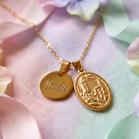 Our Lady of Fatima Personalized Necklace – Engraved Catholic Pendant