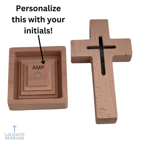 Personalized Wooden Standing Cross – Portable Christian Home & Travel Altar with Custom Engraved Base