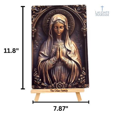 Blessed Virgin Mary Personalized Faith Plaque – 7.87" x 11.8" Custom 2D Catholic Wall Art with Engraved Name