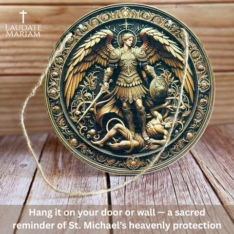 St. Michael the Archangel Wooden Devotional Display – Prayer of Protection for Your Home