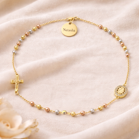 Our Lady of Guadalupe Tricolor 3-Decade Rosary Choker Necklace