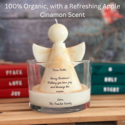 Christmas Angel Candle - 100% Organic, Scented, Personalized Gift