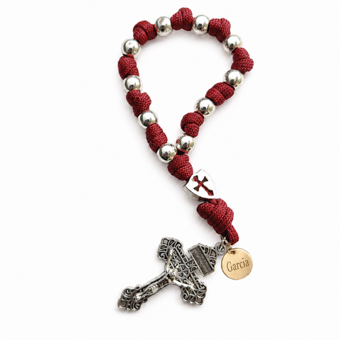 Jesus on the Cross Personalized Braided One-Decade Rosary