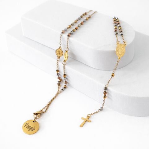 St. Benedict Tri-Color Rosary Necklace