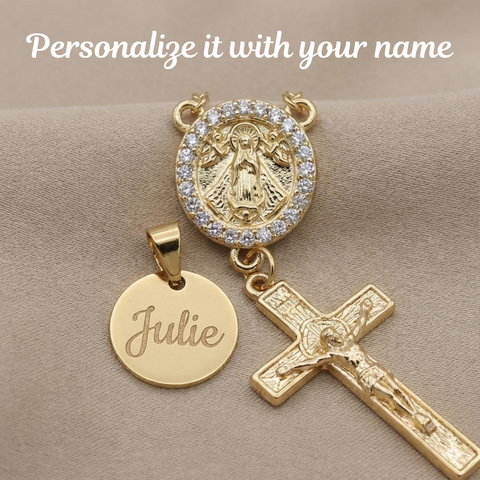 Classic White Pearl Rosary with Personalized Name