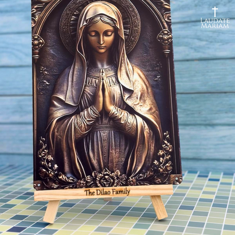 Blessed Virgin Mary Personalized Faith Plaque – 7.87" x 11.8" Custom 2D Catholic Wall Art with Engraved Name