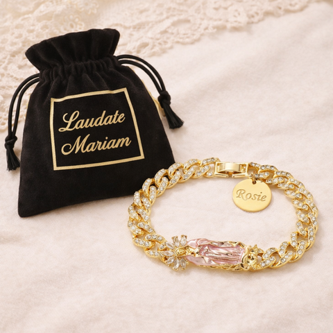 Our Lady of Guadalupe Devotional Bracelet with Zirconia Semi-Precious Stones