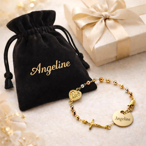 Personalized Rosary Bracelet with Guadalupe Medal – Tri-Color Stainless Steel