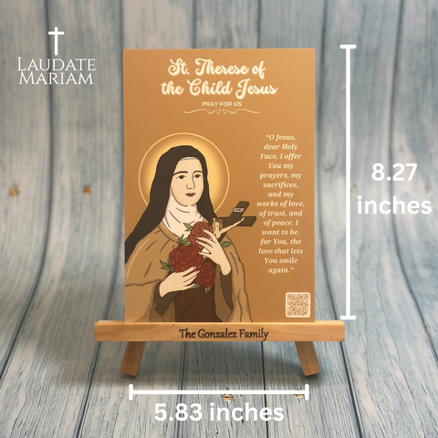 St. Therese of the Child Jesus Personalized Prayer Card with Scannable QR Code