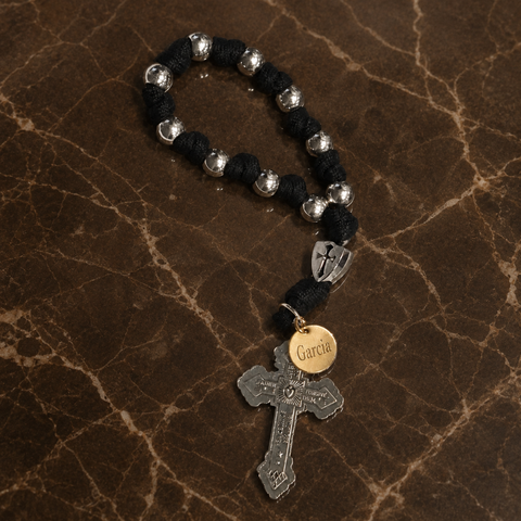Jesus on the Cross Personalized Braided One-Decade Rosary