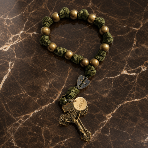 Jesus on the Cross Personalized Braided One-Decade Rosary