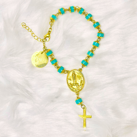 Our Lady of Fatima Personalized Rosary Bracelet