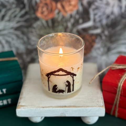 Personalized Christmas Nativity Scented Prayer Candle