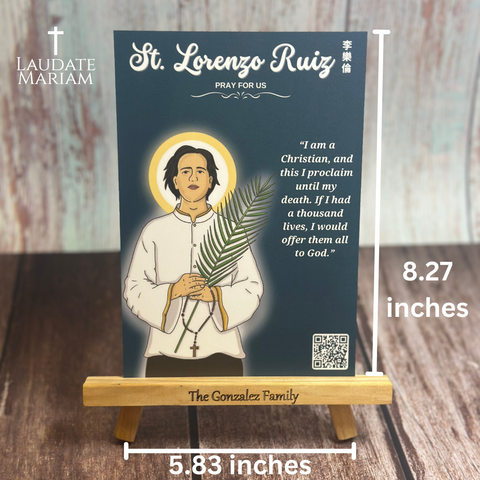 St. Lorenzo Ruiz Personalized Prayer Card with Scannable QR Code