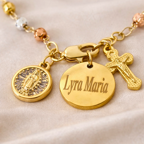 Our Lady of Guadalupe Tri-Color Rosary Bracelet – Stainless Steel Personalized Catholic Gift