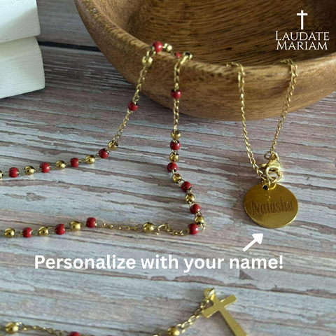 Rosary Necklace – Personalized Stainless Steel with Free Custom Pouch