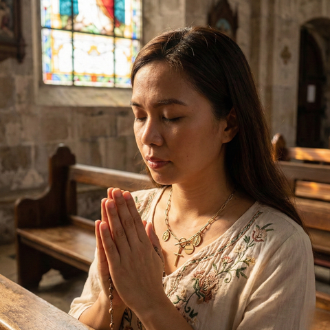 Personalized Catholic Cross Necklace – Stainless Steel Gold or Silver