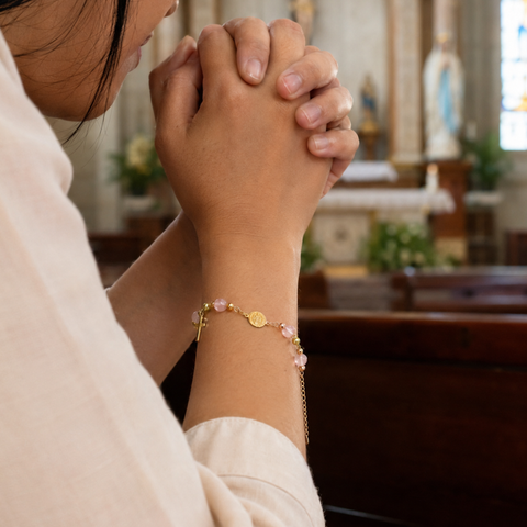 St. Benedict Medal and Cross Personalized Color Bracelet