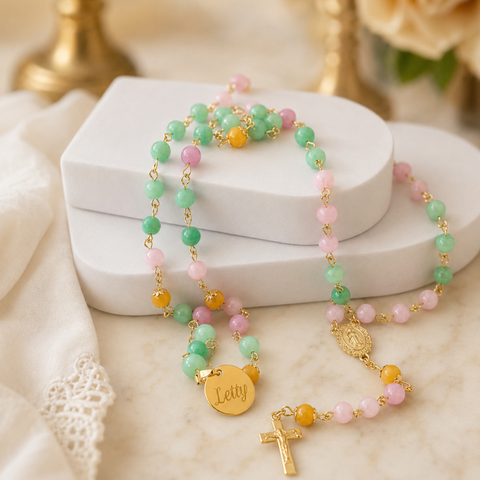 Personalized Marian Medal Catholic Rosary