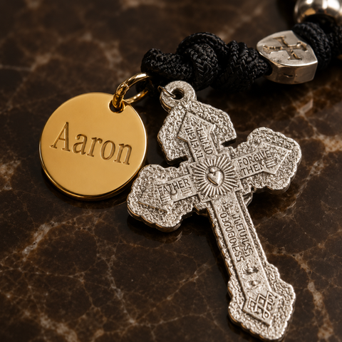 Jesus on the Cross Personalized Braided One-Decade Rosary