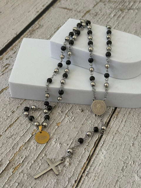 Personalized St. Benedict Stainless Steel Rosary – Gold & Two-Tone Custom Catholic Prayer Beads