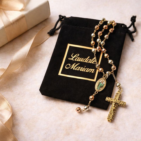 St. Jude Personalized Rosary – Tricolor Beads Catholic Rosary for Lost Causes