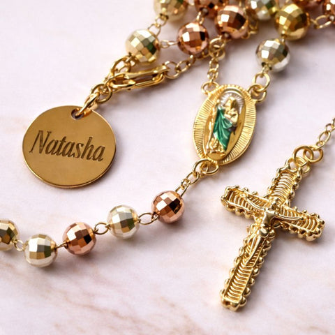 St. Jude Personalized Rosary – Tricolor Beads Catholic Rosary for Lost Causes