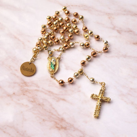 St. Jude Personalized Rosary – Tricolor Beads Catholic Rosary for Lost Causes