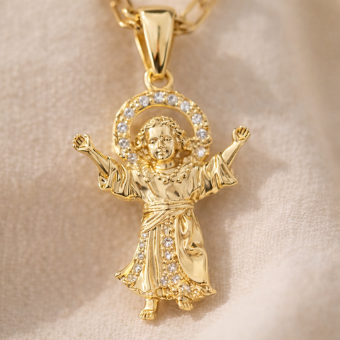 Santo Niño Gold Necklace – Devotional Pendant for Faith & Protection