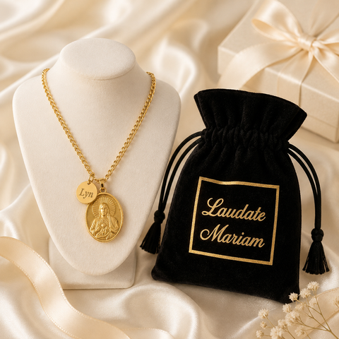 Sacred Heart of Jesus Personalized Stainless Steel Gold Necklace