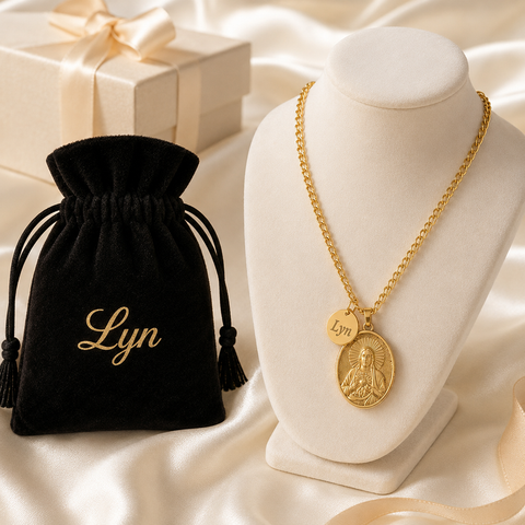Sacred Heart of Jesus Personalized Stainless Steel Gold Necklace