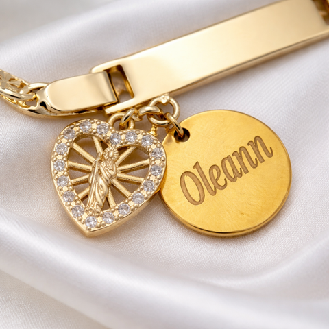 Personalized Catholic Gold Bracelet for Women with St. Joseph Medal – Stainless Steel Faith Jewelry Gift