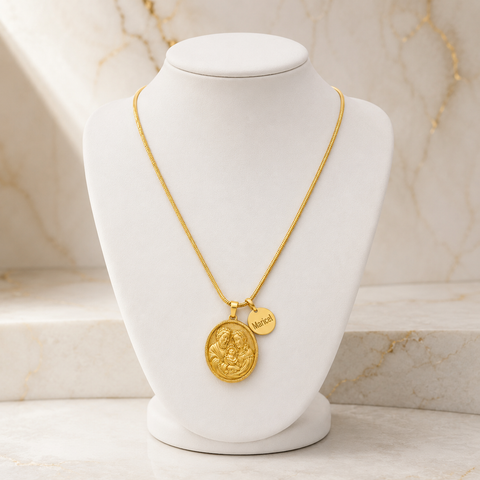 Holy Family Personalized Stainless Steel Gold Necklace