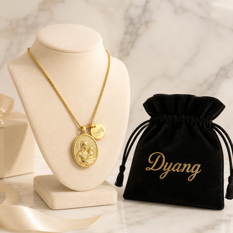 Mother and Child Personalized Stainless Steel Gold Necklace