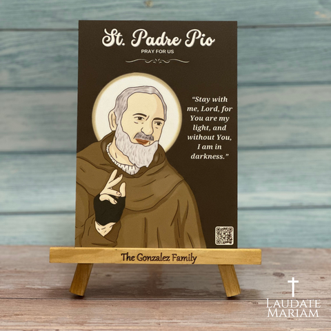 Personalized St. Padre Pio Prayer Card with Scannable QR Code