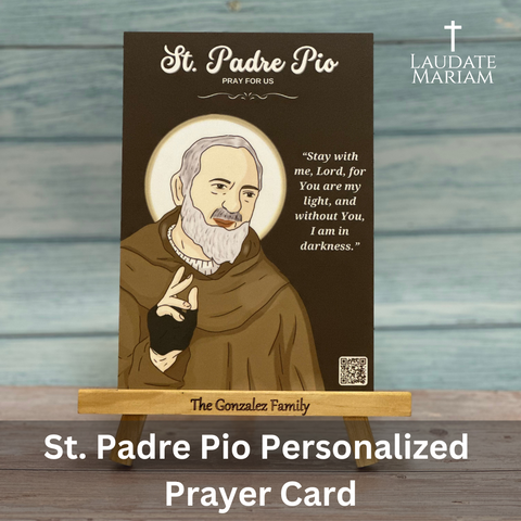 Personalized St. Padre Pio Prayer Card with Scannable QR Code