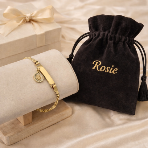 Personalized Catholic Gold Bracelet with St. Benedict Medal