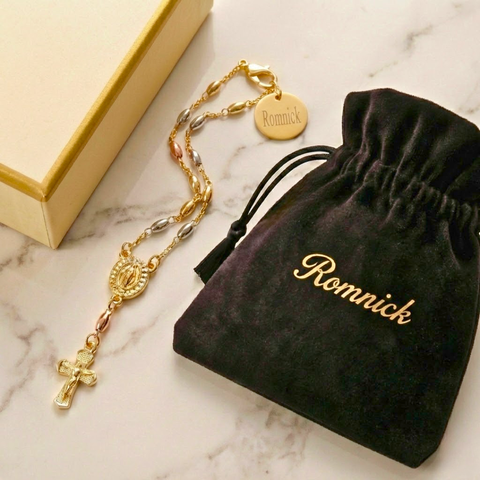 Our Lady of Guadalupe Tri-Color Rosary Bracelet in Stainless Steel