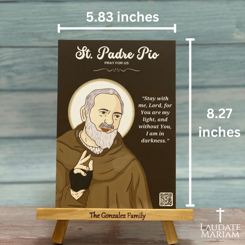 Personalized St. Padre Pio Prayer Card with Scannable QR Code