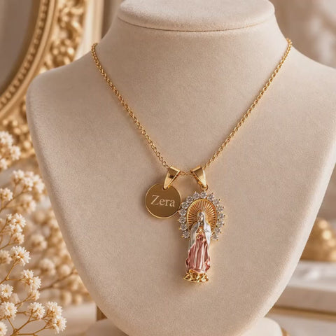 Mama Mary Necklace and Earring Set – Personalized with Custom Name