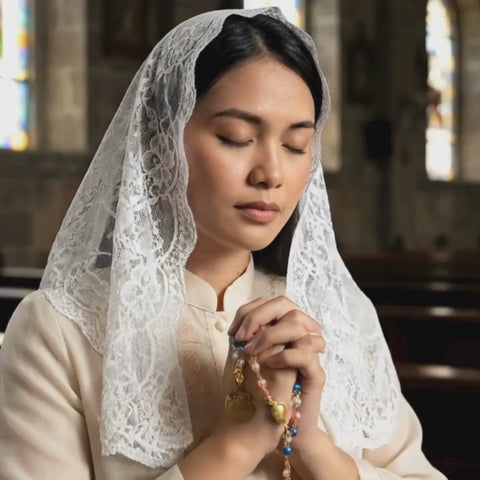 Personalized Marian Rosary in Blue, Pink & White