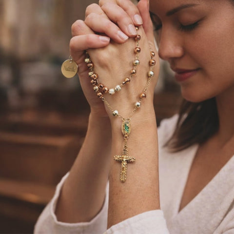 St. Jude Personalized Rosary – Tricolor Beads Catholic Rosary for Lost Causes