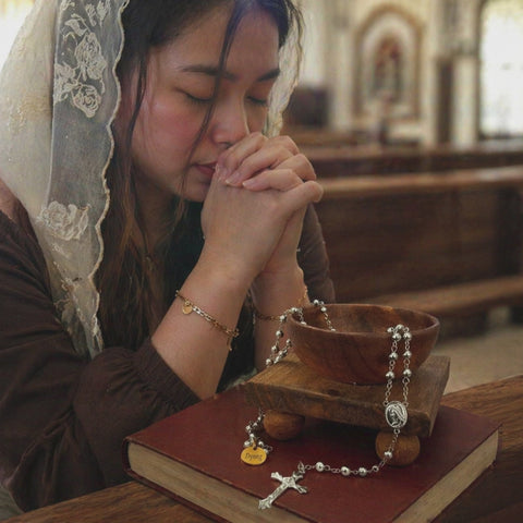 Personalized Divine Mercy & Blessed Virgin Mary Stainless Steel Rosary (Gold & Silver Catholic Gift)