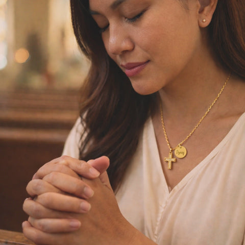 Personalized Cross Necklace with Custom Name Pendant
